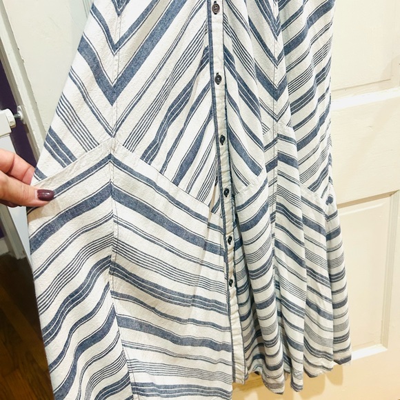 MAEVE Anthropologie Coastal Stripe Linen Maxi Dress NO BELT Nautical Size M - Picture 6 of 9